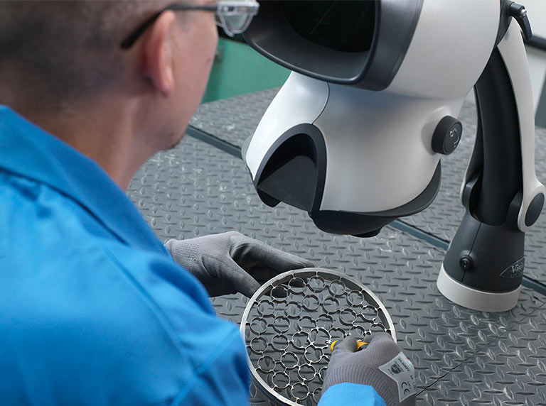 Mantis stereo microscope precision engineering deburring application