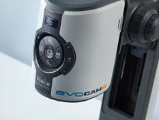 Gros plan des boutons avant du microscope numérique EVO Cam II