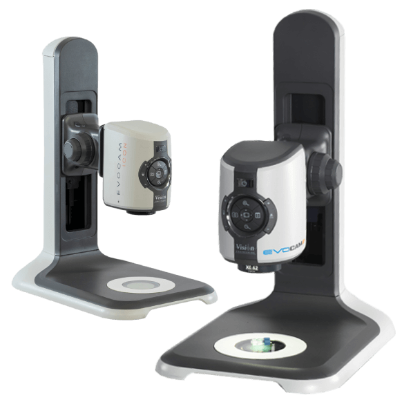 EVO Cam II and EVO Cam ICON digital microscope models on Ergo stands