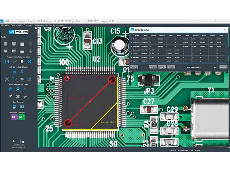 Écran du logiciel ViPlus montrant un PCB